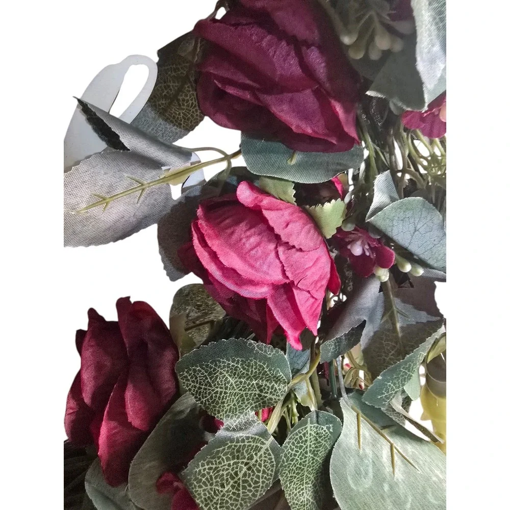 Hello Blessed Welcome Floral Wreath Front Door Decor Artificial Flower Wreath